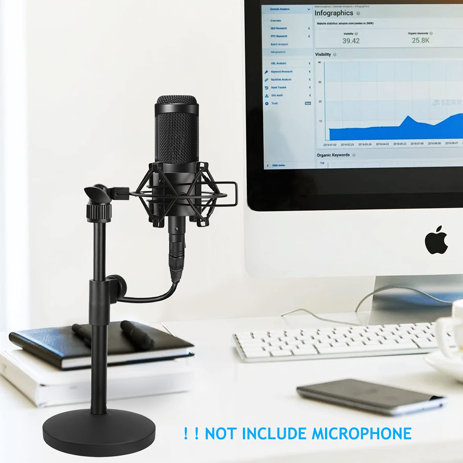 AT2020 Desktop Microphone Stand, Adjustable Table Mic Stand with Mic Shock Mount for Audio Technica AT2020 AT2020USB+ AT2035 ATR